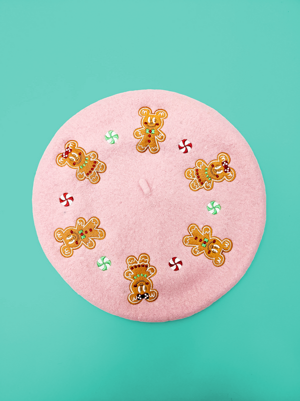 Gingerbread Mice beret Gumdrop Pink